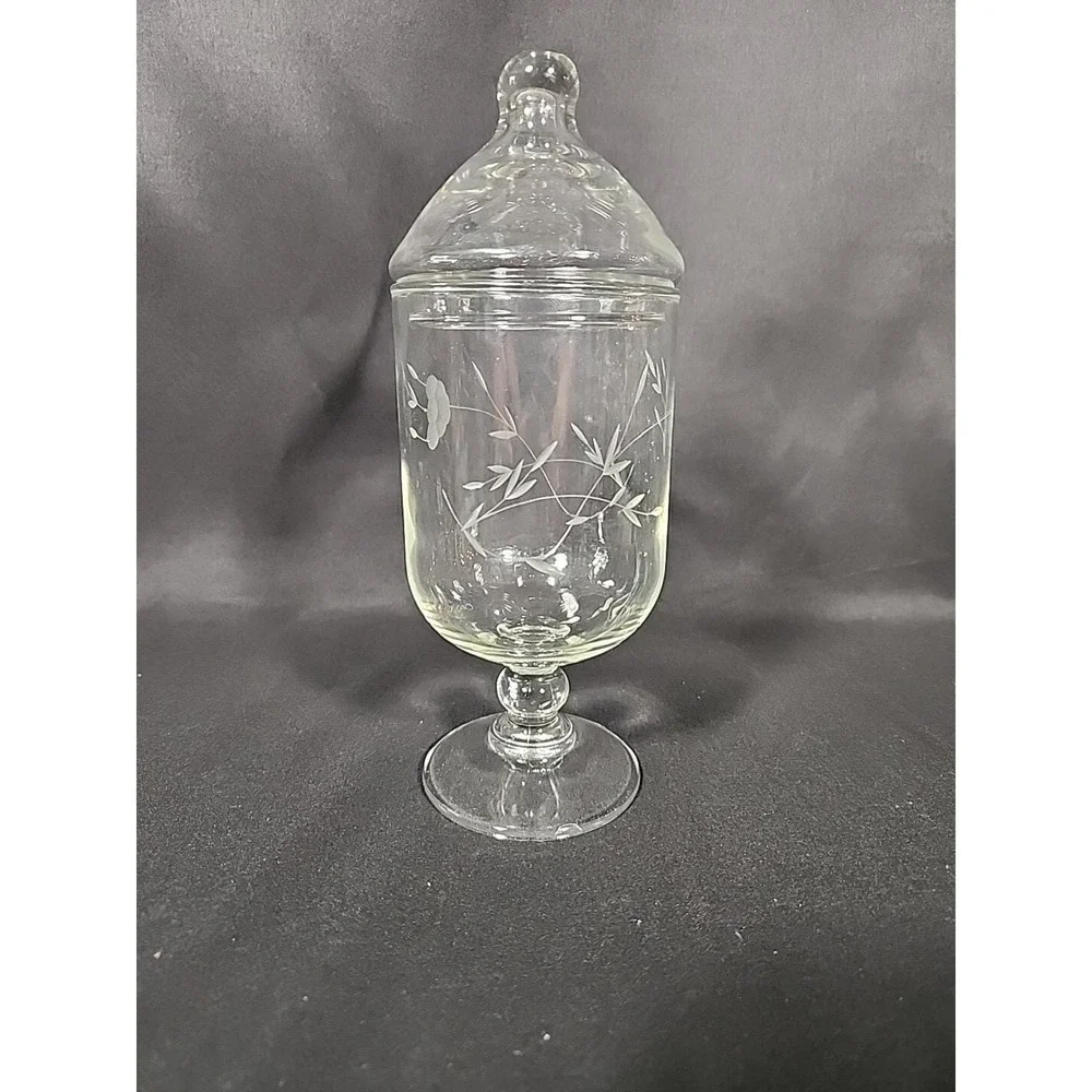 Princess House Heritage Crystal Footed Candy Apothecary Jar w/ Lid‎ Vintage 80s